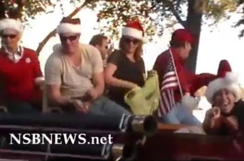 Jim Hathaway on fire truck during 2011 NSB Christmas Parade